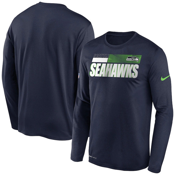 Seattle Seahawks 2020 Navy Sideline Impact Legend Performance Long Sleeve NFL T-Shirt (All Size)